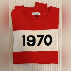 Bella Freud 1970 Red and White Crew Neck Sweater